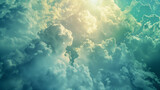 Dreamy Cloudscape with Sun Flare and Ethereal Blue Tones