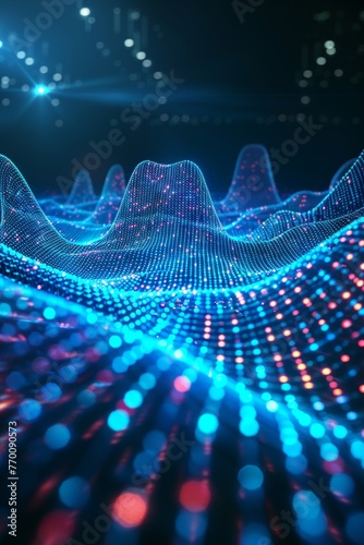 Interconnecting streams wave of particles symbolizing information technology network