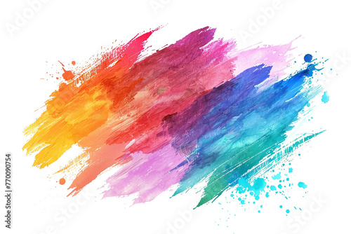 Colorful vector watercolor brush strokesisolated on solid white background.