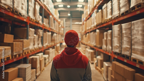 worker in warehouse with boxes