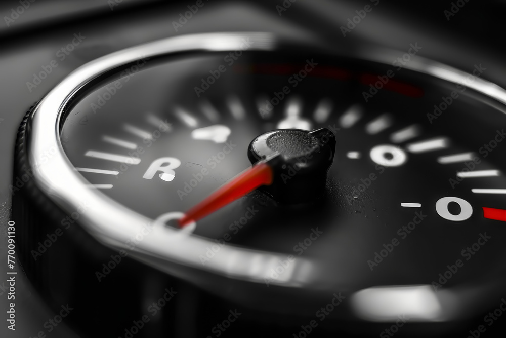 Naklejka premium Red Needle on Empty Fuel Gauge