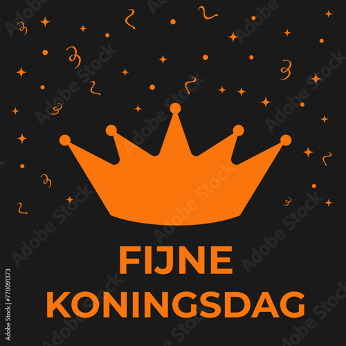 Koningsdag typography poster. King Day in Dutch. National holiday in Netherlands on April 27. Vector template for banner, flyer, postcard, etc