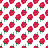 Strawberries seamless pattern. Summer berry vector background.  Vector template for fabric, textile, wallpaper, wrapping paper, etc.