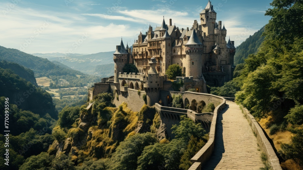 a castle with a fantasy view