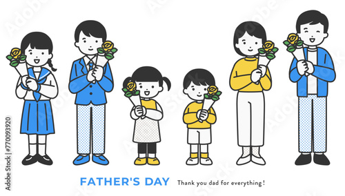 父の日に黄色のバラを持つ人物のイラスト素材