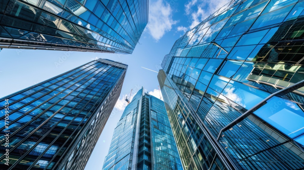 Naklejka premium Blue Modern Office Building in the city