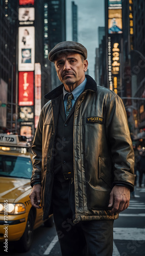 Portrait of a taxi driver in New York