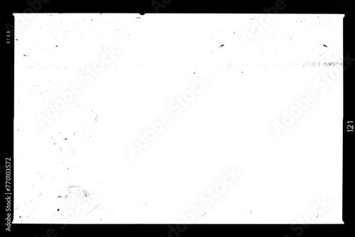 Artistic thick retro photo film frame of a middle format camera with dusts and scratches transparent background (png image)	