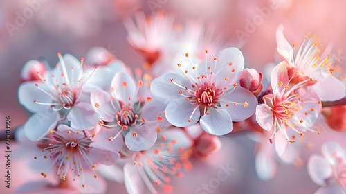 Blossoming White and Pink Flowers 