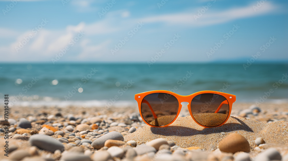 orange in beach glasses