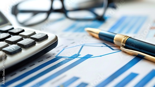 financial charts and graphs on the table, Stock market or trading charts, financial investment concept. photo