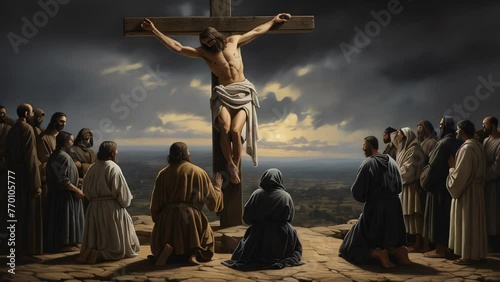 JESUS ON THE CROSS. VIDEO. HORIZONTAL. photo