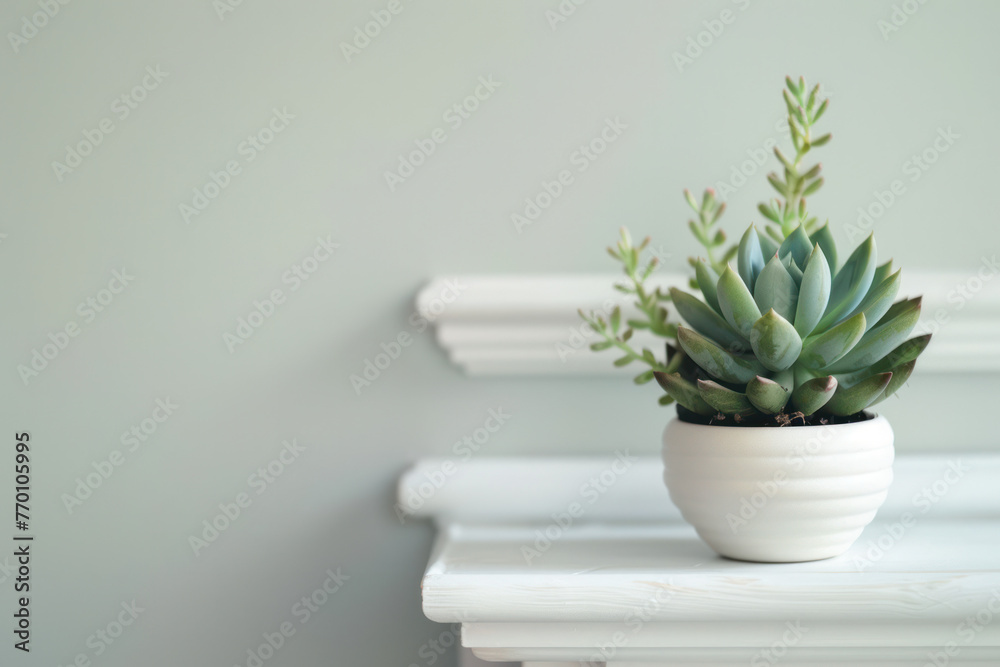 Potted Plant on White Shelf Potted Plant on White Shelf