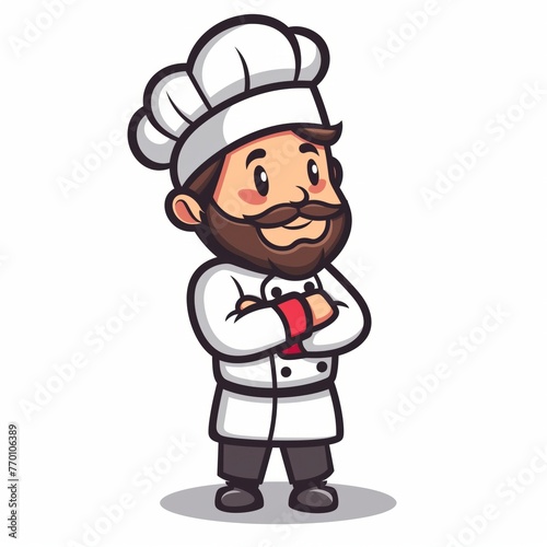 Cute chef mascot cartoon character flat illustration