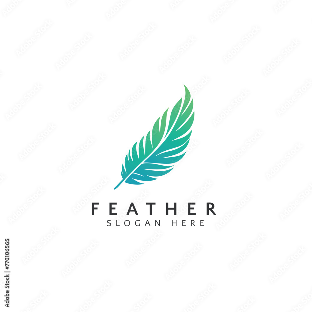 Elegant Feather Logo Design for Modern Branding on White Background