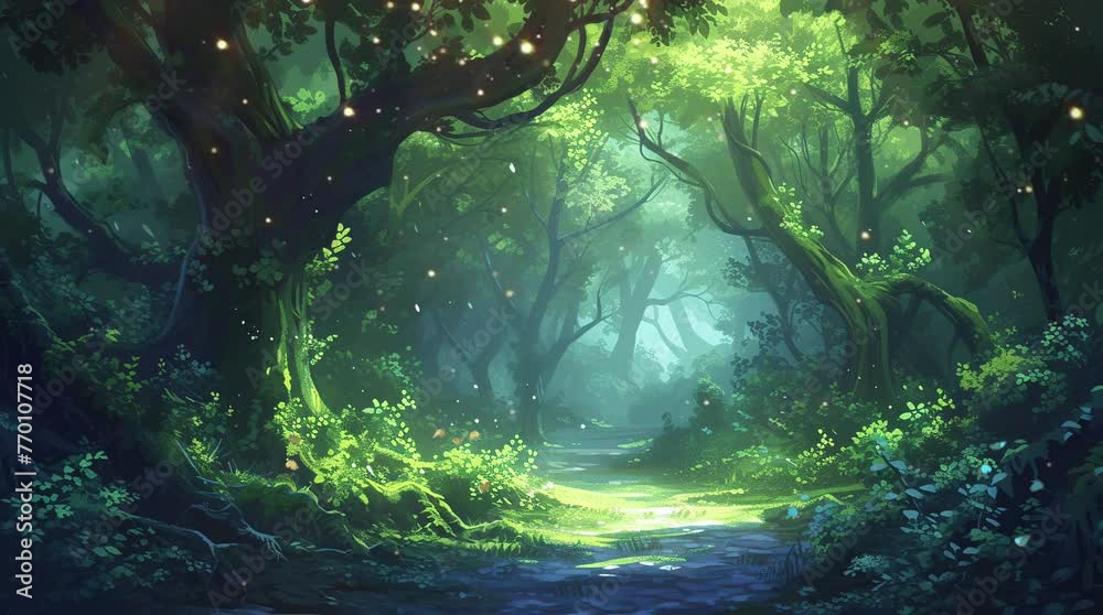 Mystical Mistwood: Explore the enchanting depths of a fantasy forest cloaked in mist, where ethereal tendrils weave throuSeamless looping 4k time-lapse virtual video animation background. Generated AI