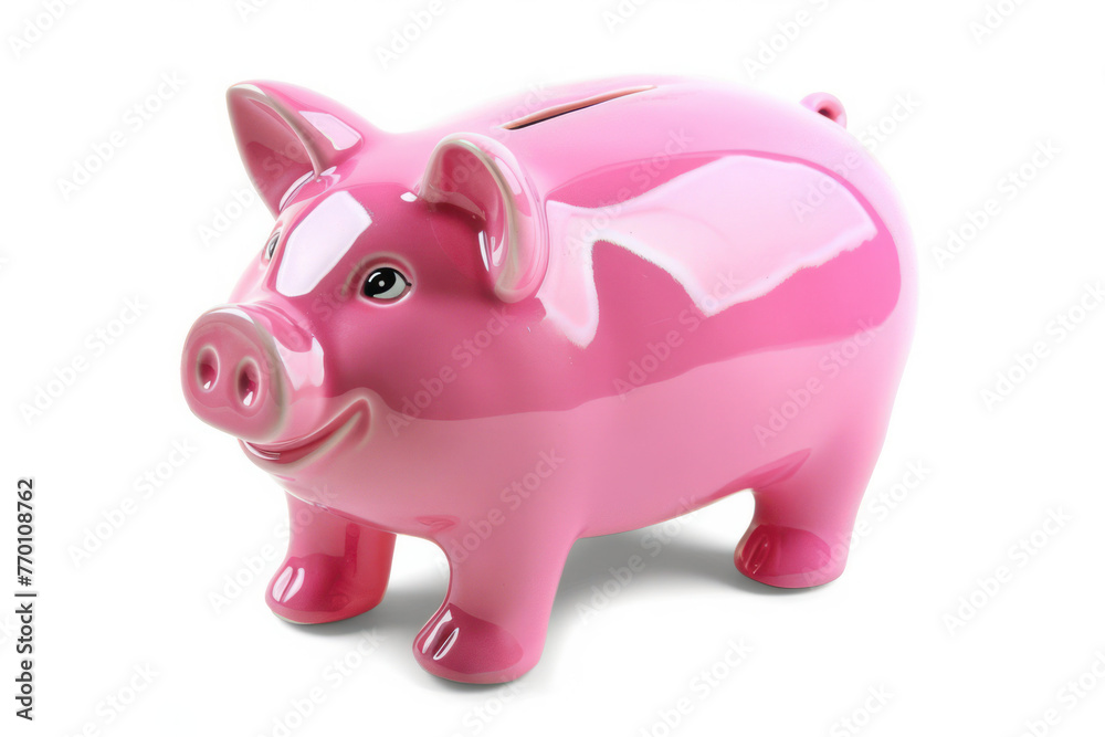 Pink Pig Piggy Bank on White Background Pink Pig Piggy Bank on White Background