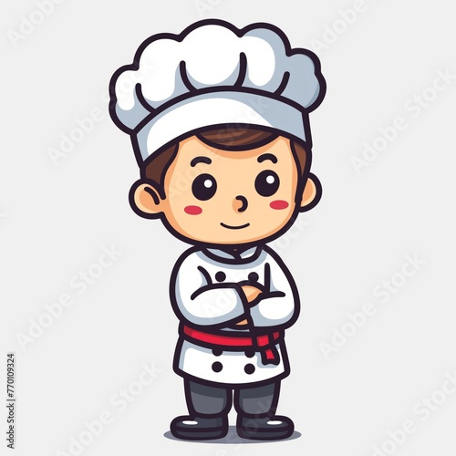 Cute chef mascot cartoon character flat illustration