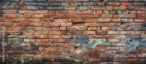 A detailed closeup of aged brickwork showcasing the intricacies of building material  soil  and artistry in each individual brick
