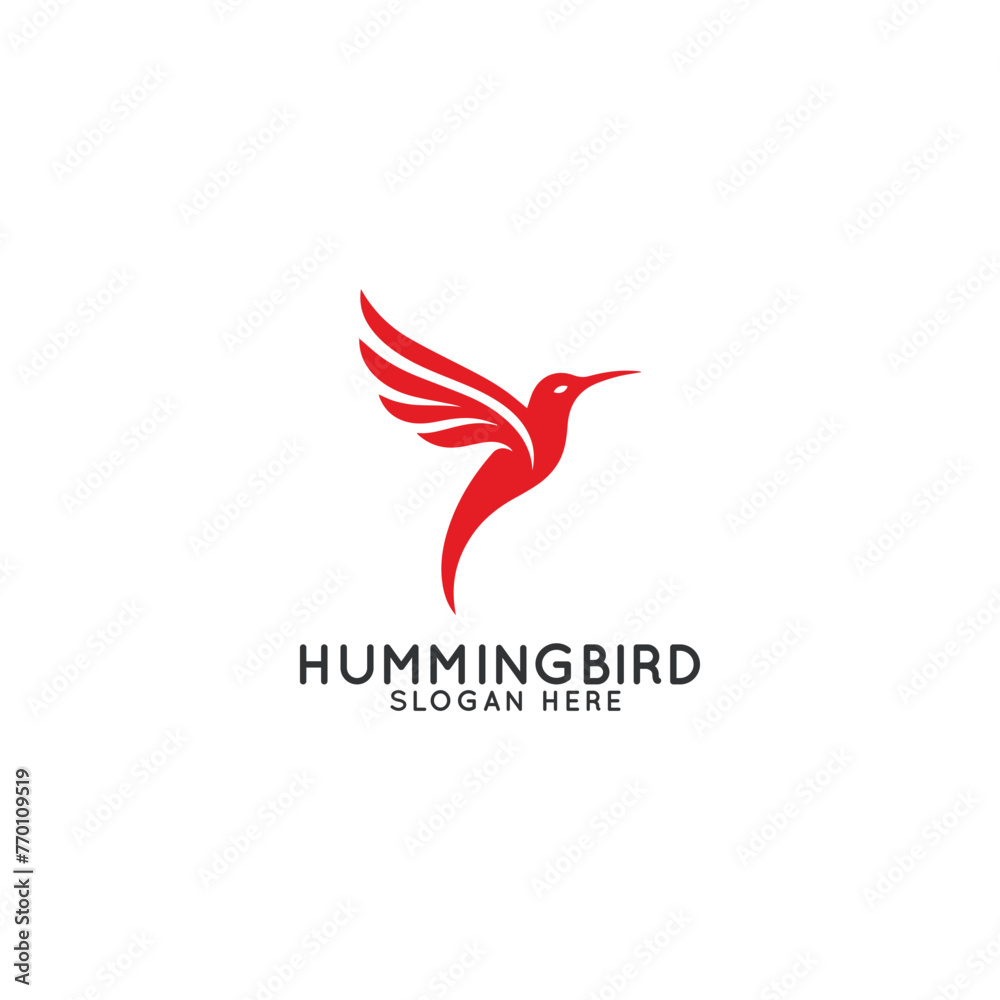 Stylized Red Hummingbird Logo Design for Modern Branding Purposes