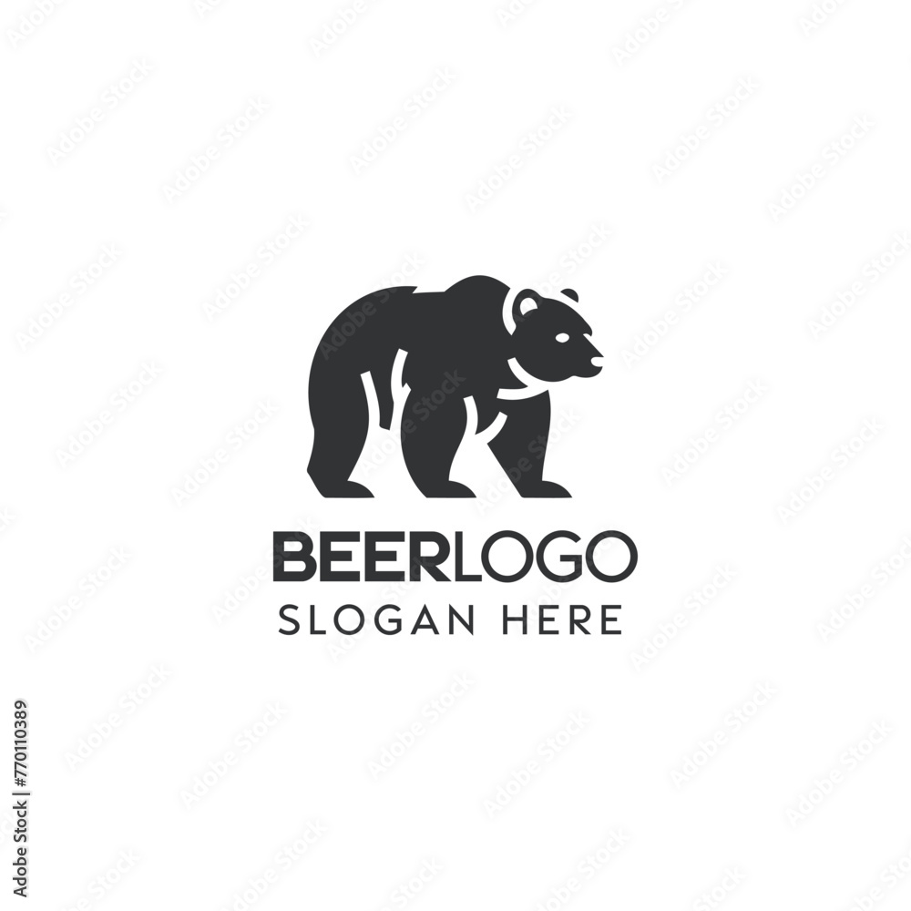 Minimalist Bear Silhouette Representing a Beer Brand Logo Design