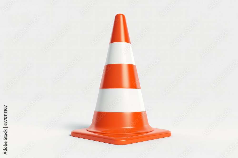 Orange and White Traffic Cone on White Background Orange and White Traffic Cone on White Background