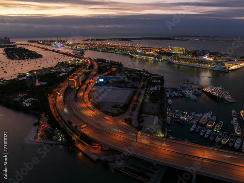 Miami Highway at sunset