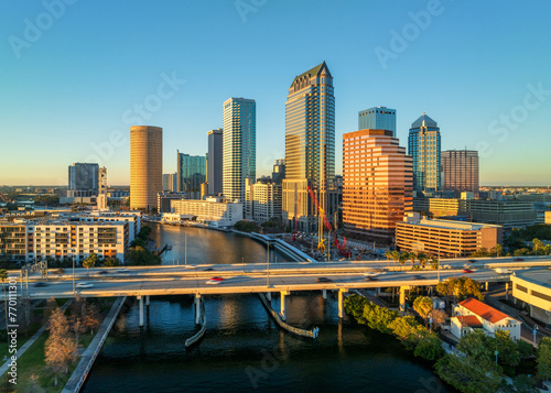 Downtown Tampa Skyline view from Air
