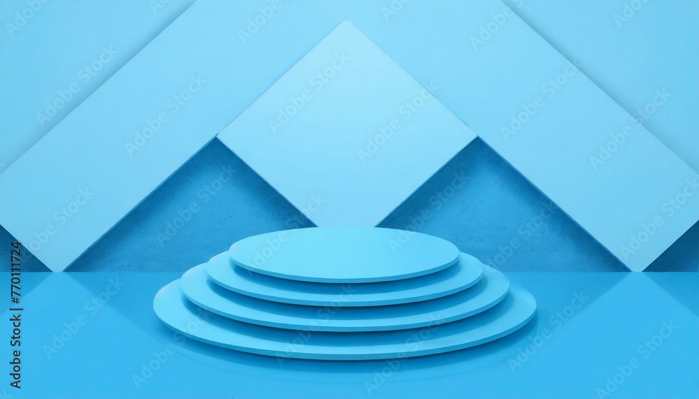 Obraz premium Podium background blue platform product 3d studio stage pedestal light. (