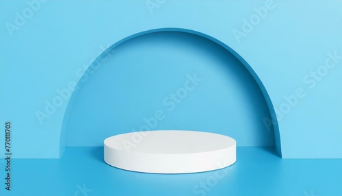 Podium background blue platform product 3d studio stage pedestal light