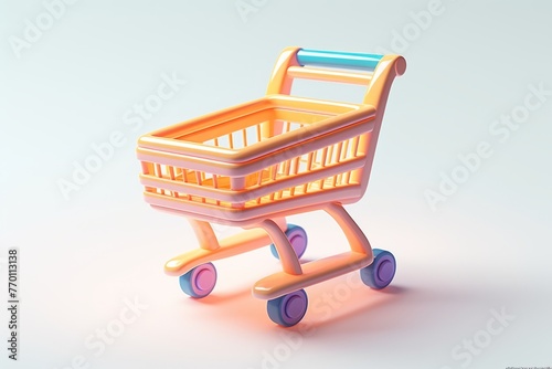 Toy Shopping Cart on a White Background