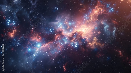 Universe filled with stars  nebula and galaxy  outer space  16 9