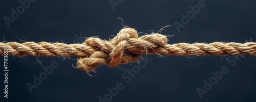 A minimalist image of a frayed rope about to break