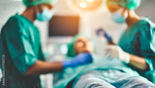 Blurred lights in an operating room symbolize the intensity and urgency of medical procedures in a dynamic healthcare environment photo