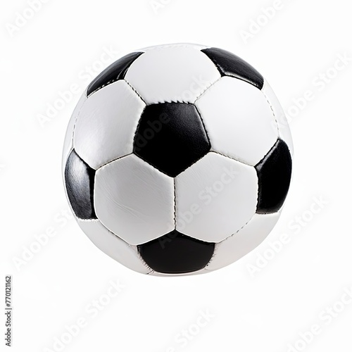 Classic traditional black and white soccer ball isolated on white background