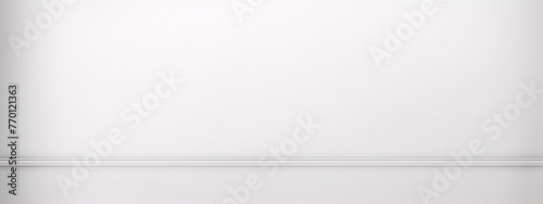 3D rendering of a bright empty room with a white wall and baseboard in a minimalist style