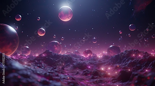 Universe, pinks gold purple blue abstract futuristic space background.