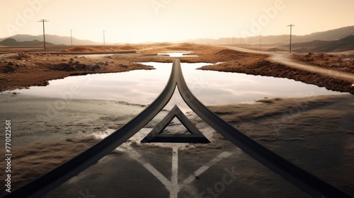 Concept of choice with crossroads spliting in two ways photo