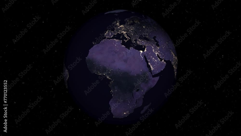 Beautiful planet Earth rotates in outer space. Night on Earth. Earth ...