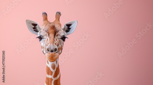 A giraffe on a pastel isolated background