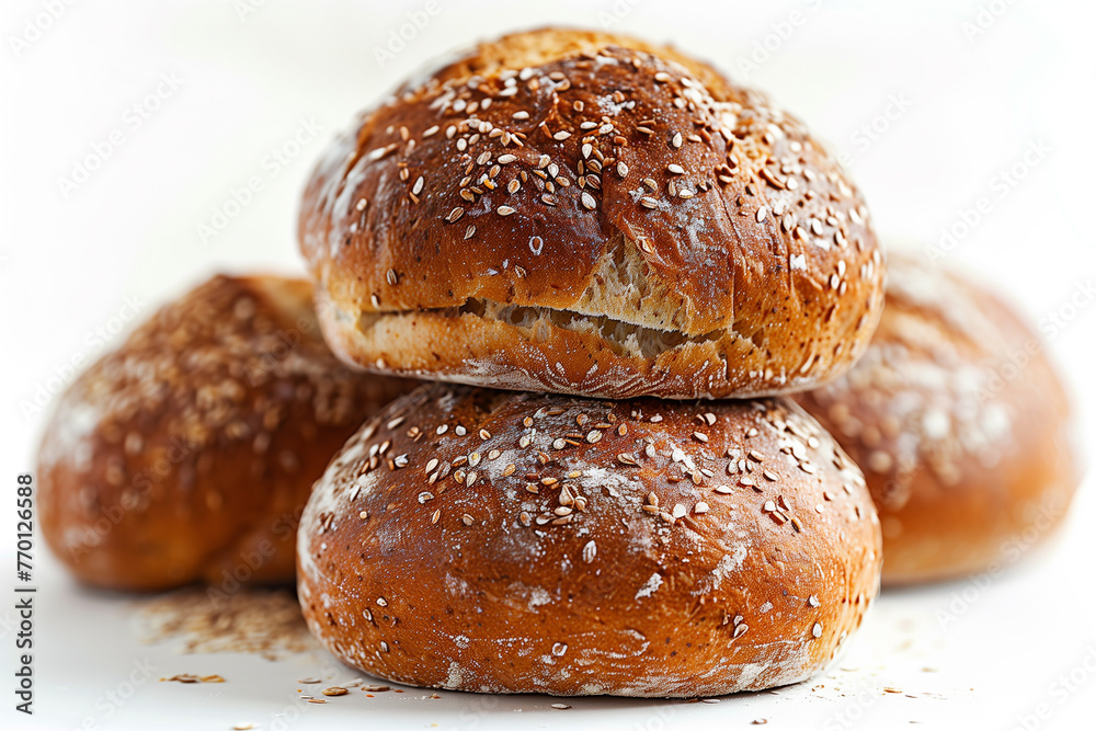 Heap of buns with sesame seeds on white background. Heap of buns with sesame seeds on white background.