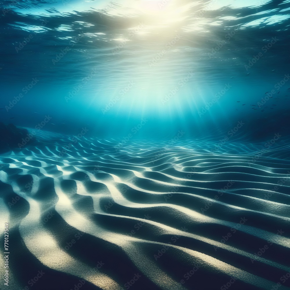 sand underwater, depicting grains of sand gently illuminated by ...