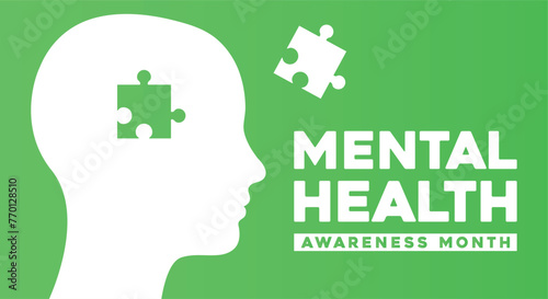 Mental Health Awareness Month design concept, observed in May the United States. Annual campaign in United States. Raising awareness of mental health. 