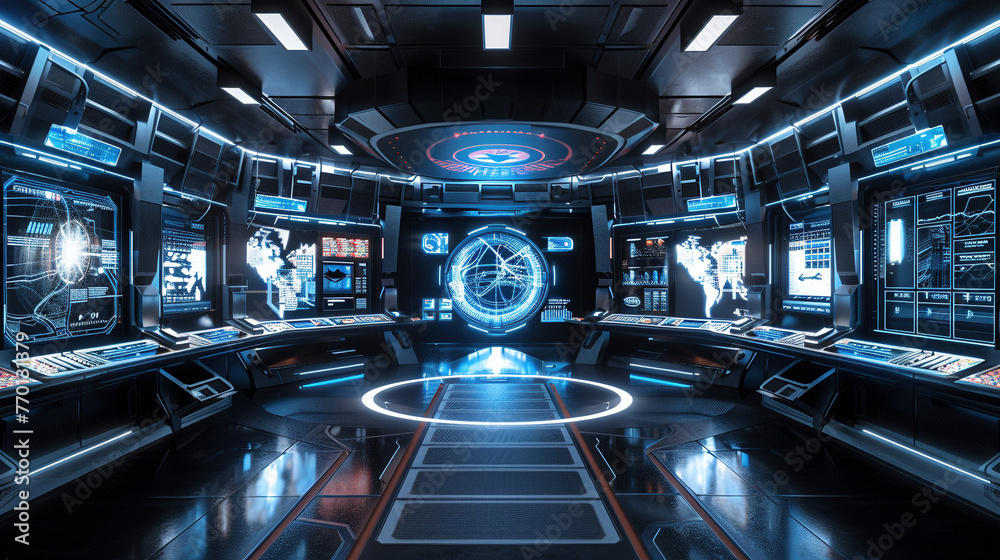 Futuristic Virtual Reality Environment with Interactive Equipment Futuristic Virtual Reality Environment with Interactive Equipment