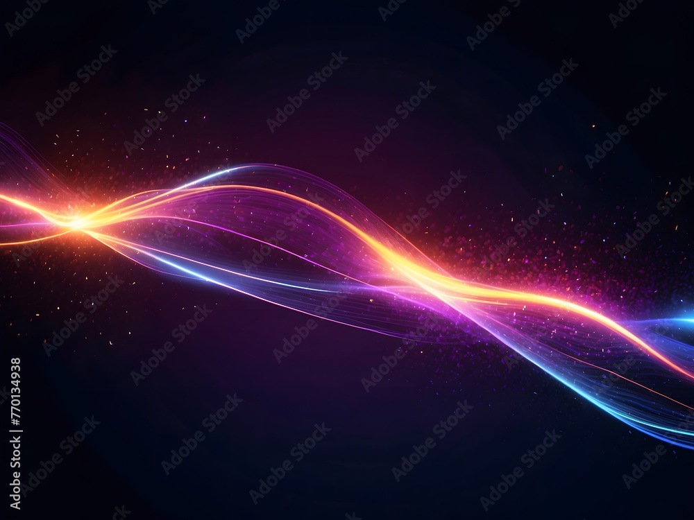 Vector glitter light fire flare trace. Abstract image of speed motion on the road. Dark blue abstract background design with ultraviolet neon glow, blurry light lines, and waves design Vector glitter light fire flare trace. Abstract image of speed motion on the road. Dark blue abstract background design with ultraviolet neon glow, blurry light lines, and waves design