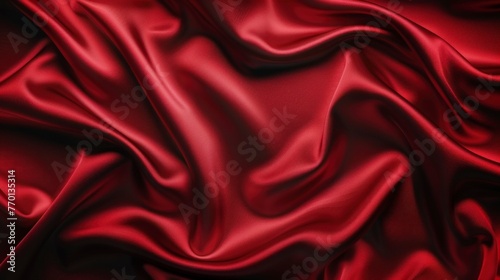 red silk satin. Gradient. Olive color. Luxury elegant abstract background for design, text. Light dark shade. Matte, shimmer. Curtain. Drapery. Fabric, cloth texture - generative ai