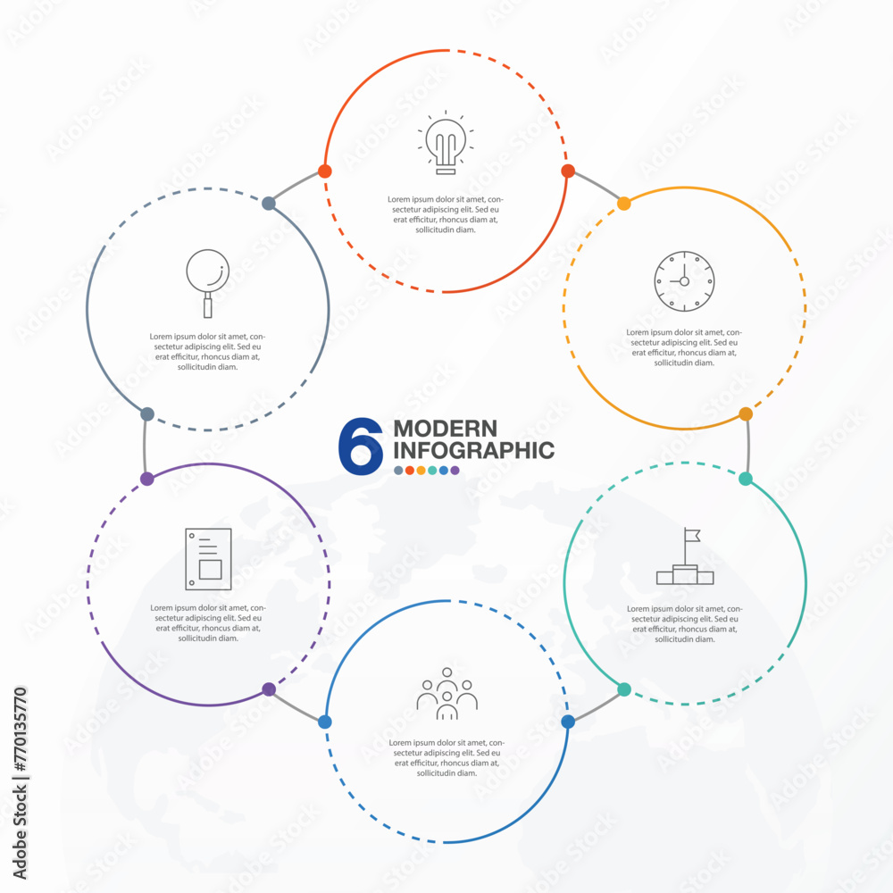 Modern circle infographic with 6 steps, process or options. Modern circle infographic with 6 steps, process or options.
