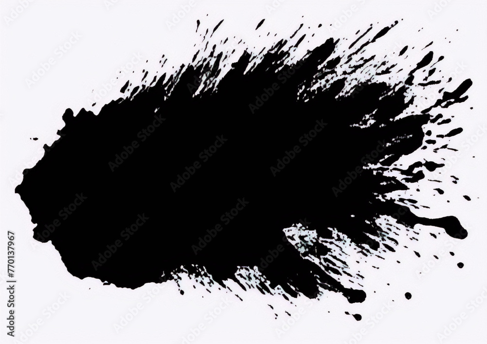 Black ink spot with splatter,grunge,paint,brush,splatter,blot,stain,ink,splash,dirty,blotch,smudge,mark,Abstract Expressionism