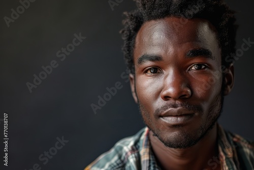 Portrait of a young african american man on black background