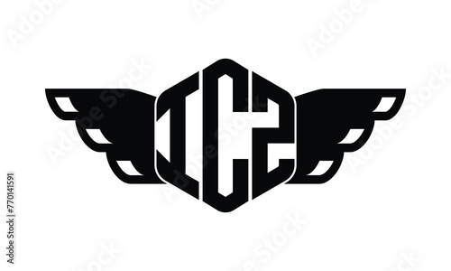 ICZ polygon wings logo design vector template. photo